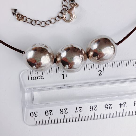 VTG Silpada Triple Threat Sterling Leather Necklace Israel Y2K Minimalist N2053 - Picture 9 of 14